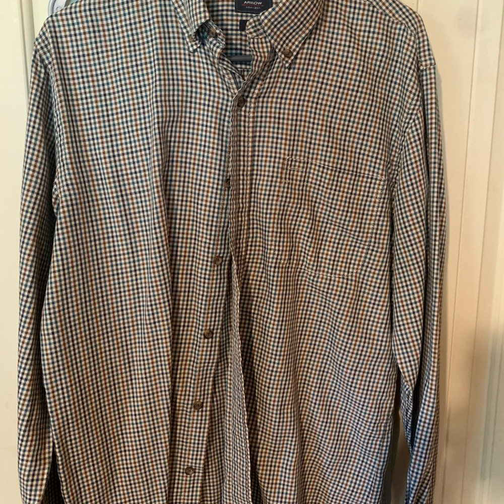 Arrow Men's Checkered Shirt - Blue and Brown